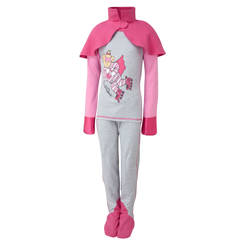 Eczema PJ sets with silk mitts, enclosed feet and fun superhero print