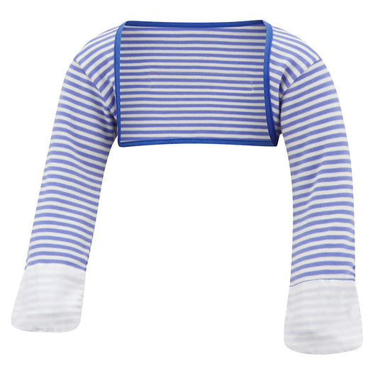 Funky striped scratch mitts that stay on, eczema / mitten sleeve design